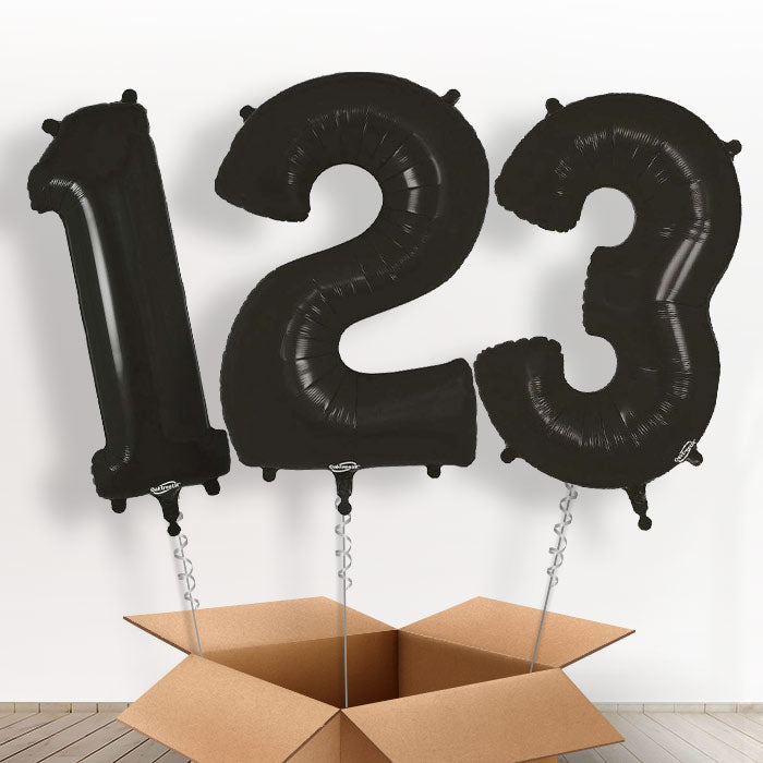 Black Helium Filled Number Balloons 0-9 - Number 9 | Party Save Smile