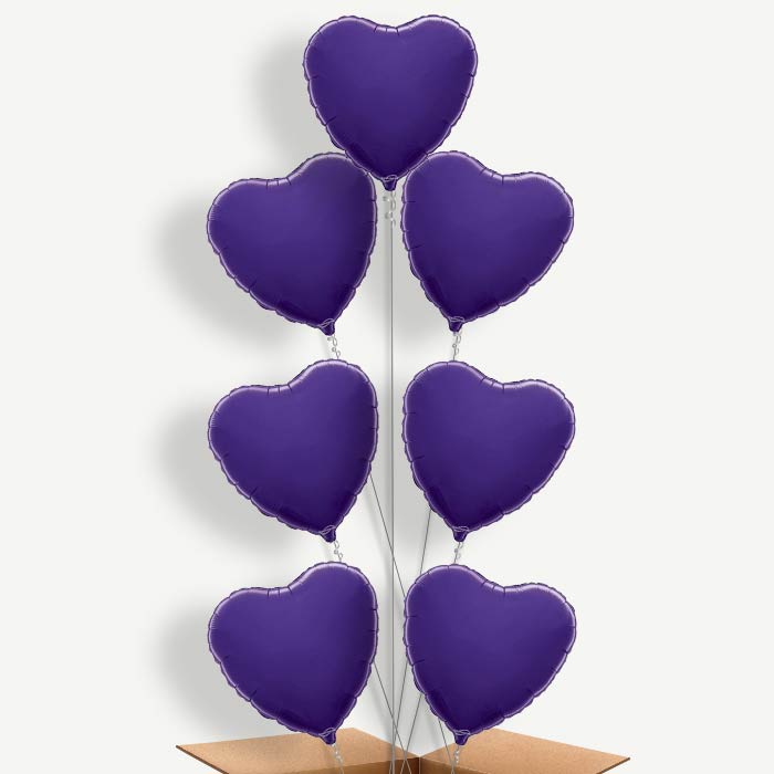 Purple Heart Balloon Arrangement Inflated with Helium | Party Save Smile