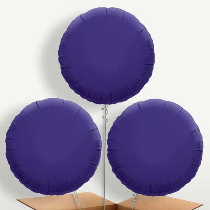 Purple Circle Trio Balloon Bunch inflated with Helium | Party Save Smile
