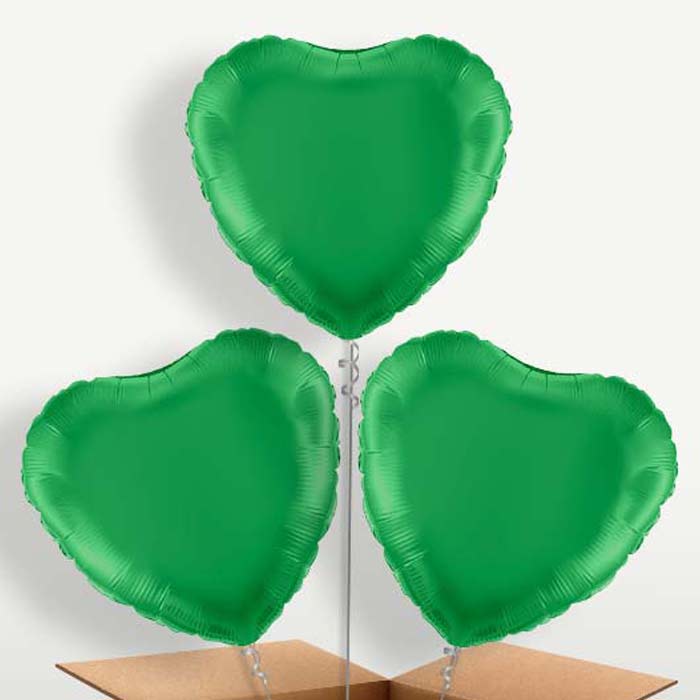 Dark Green Heart Bunch of Balloons inflated with Helium | Party Save Smile
