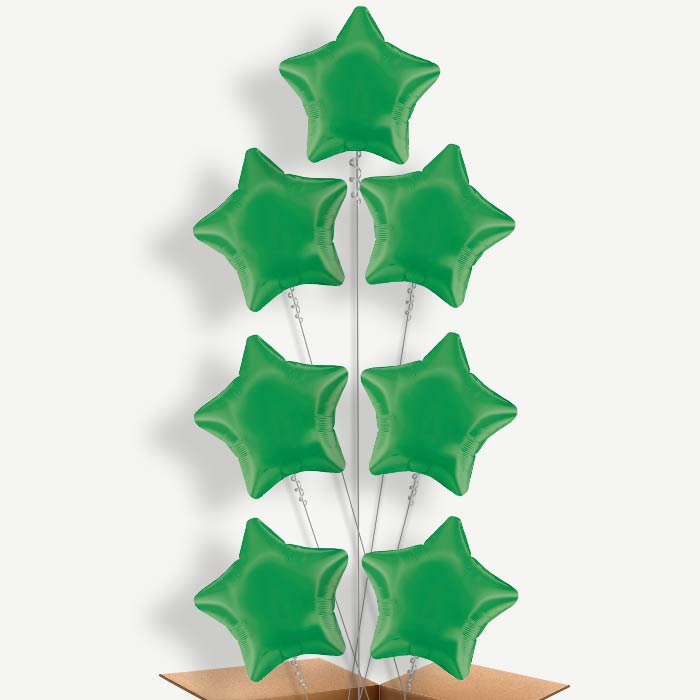 Dark Green Star Balloon Arrangement Inflated with Helium | Party Save Smile