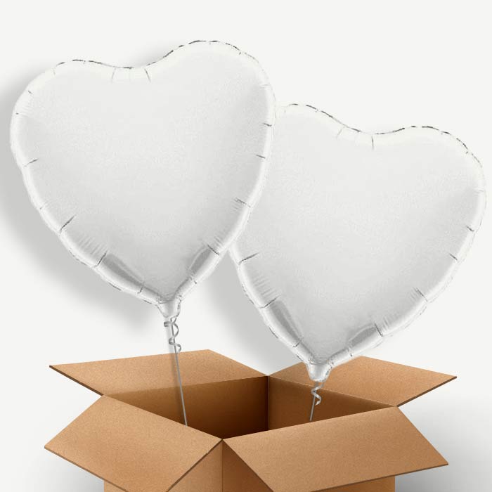 Heart White Helium Balloon Pair | Party Save Smile