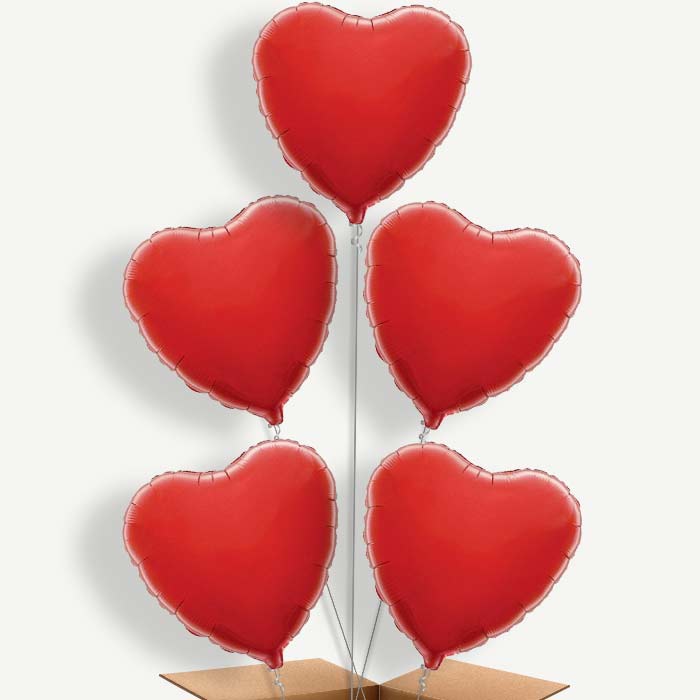 Red Heart Balloon Cluster Inflated with Helium | Party Save Smile