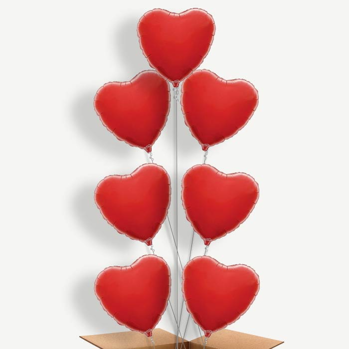 Red Heart Balloon Arrangement Inflated with Helium | Party Save Smile
