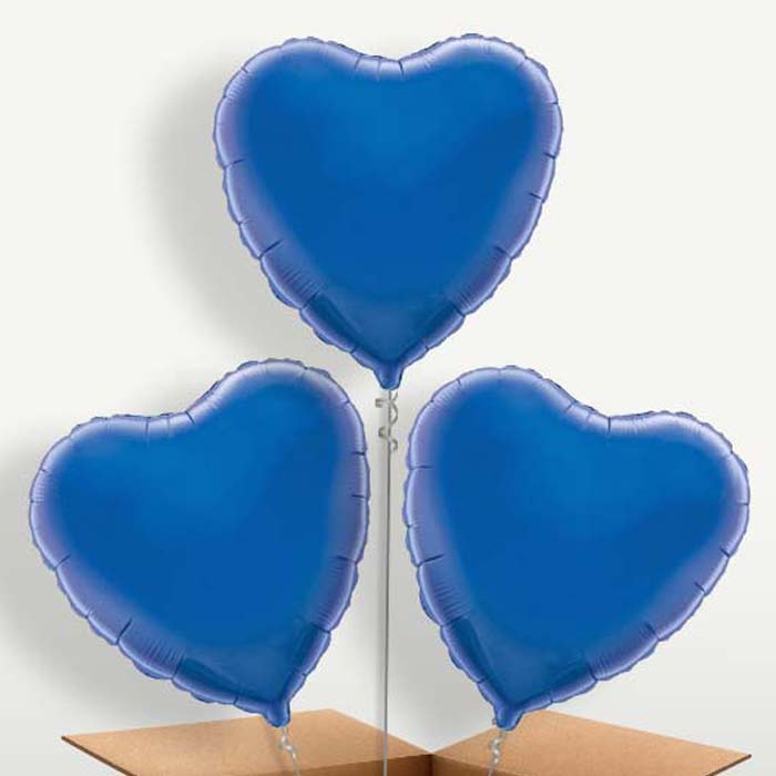 Dark Blue Heart Bunch of Balloons inflated with Helium | Party Save Smile