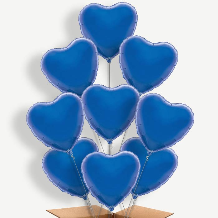 Dark Blue Heart Balloon Bundle Inflated with Helium | Party Save Smile