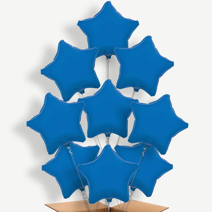 Dark Blue Star Balloon Bundle Inflated with Helium | Party Save Smile