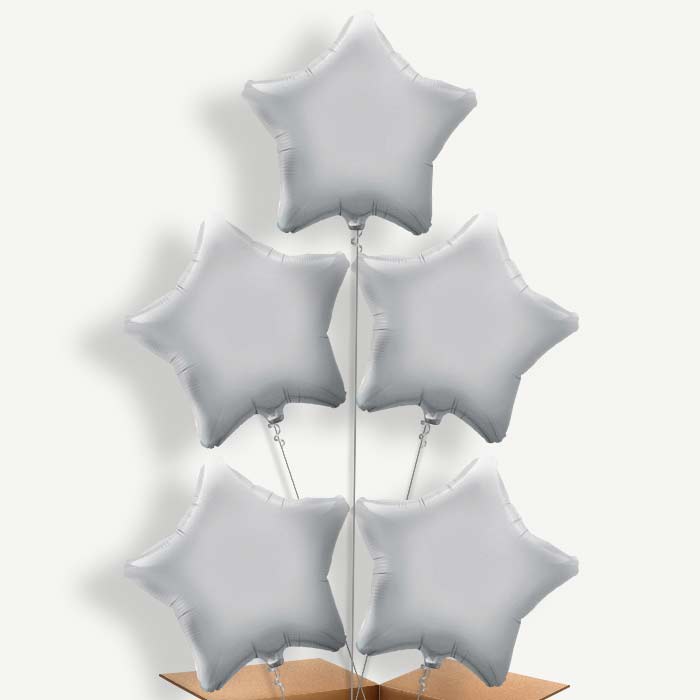 Silver Star Helium Balloon Cluster | Party Save Smile