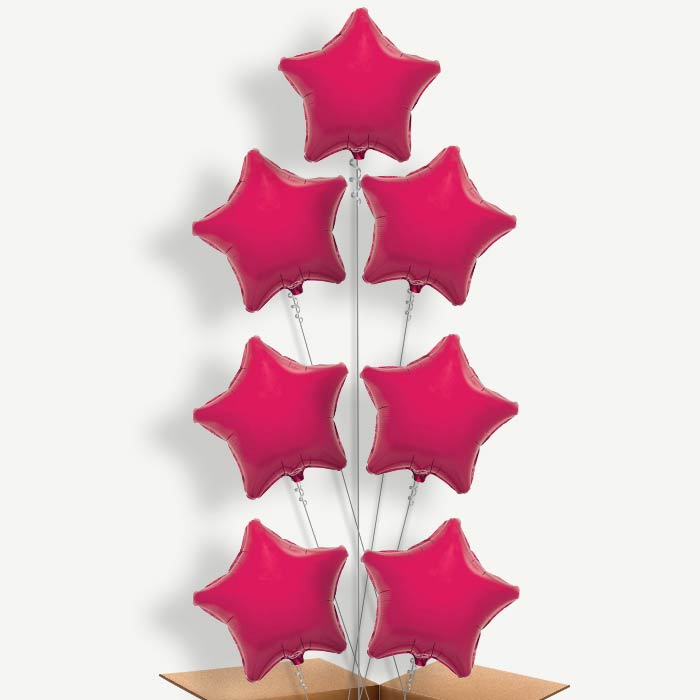 Hot Pink Star Balloon Arrangement Inflated with Helium | Party Save Smile
