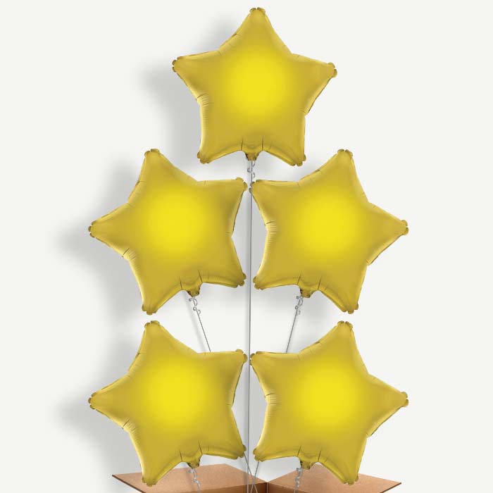 Gold Star Balloon Cluster Inflated with Helium | Party Save Smile
