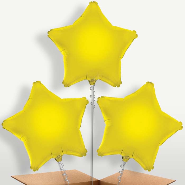 Yellow Star Bunch of Balloons inflated with Helium | Party Save Smile