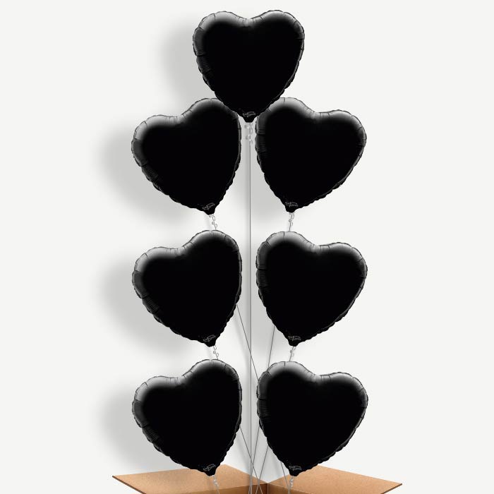 Black Heart Balloon Arrangement Inflated with Helium | Party Save Smile