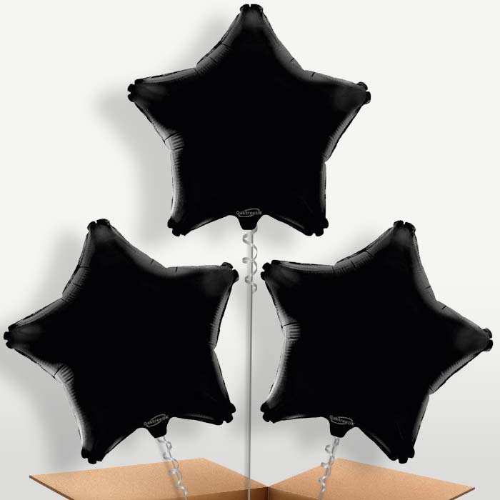 Black Star Bunch of Balloons inflated with Helium | Party Save Smile