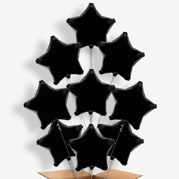 Black Star Balloon Bundle Inflated with Helium | Party Save Smile