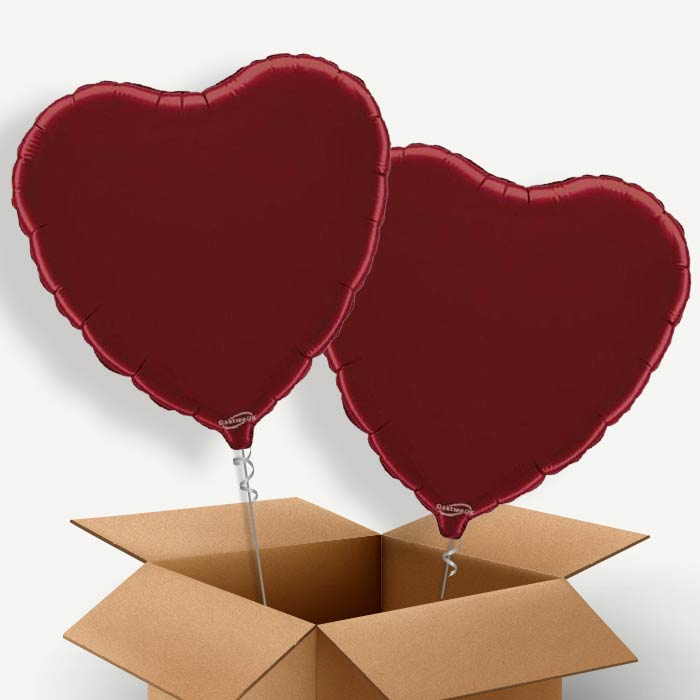 Burgundy Heart Helium Balloon Two | Party Save Smile
