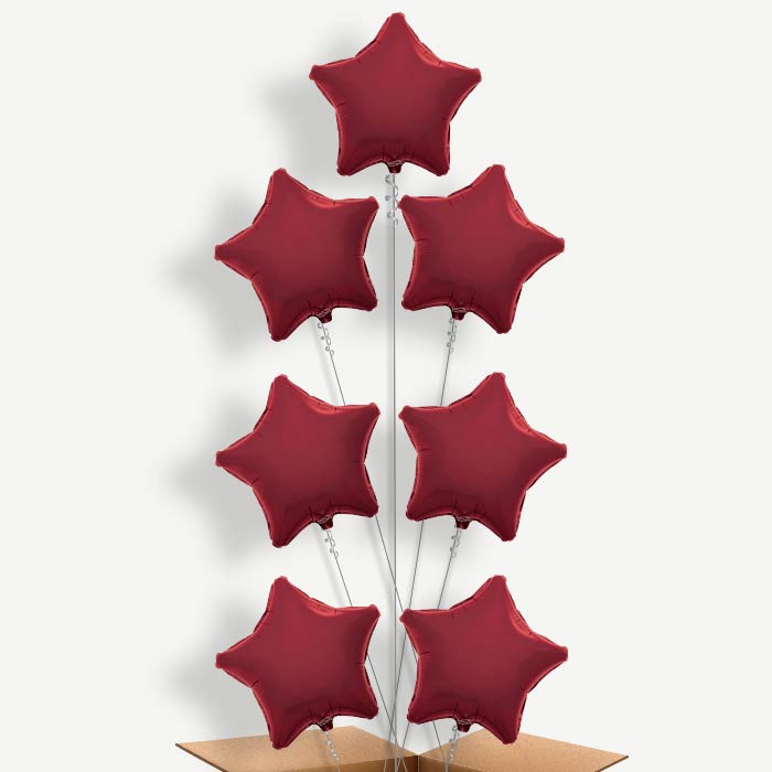 Burgundy Star Balloon Arrangement Inflated with Helium | Party Save Smile