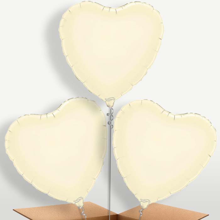 Ivory Heart Bunch of Balloons inflated with Helium | Party Save Smile