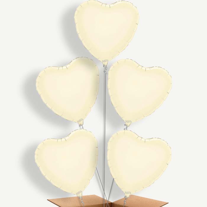 Ivory Heart Balloon Cluster Inflated with Helium | Party Save Smile
