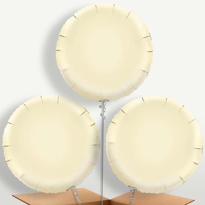 Ivory Circle Bunch of Balloons inflated with Helium | Party Save Smile