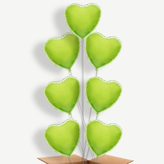 Lime Green Heart Balloon Arrangement Inflated with Helium | Party Save Smile