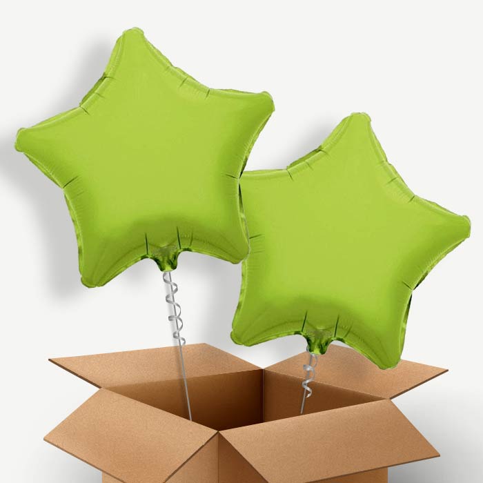 Lime Green Star Helium Balloon Two | Party Save Smile