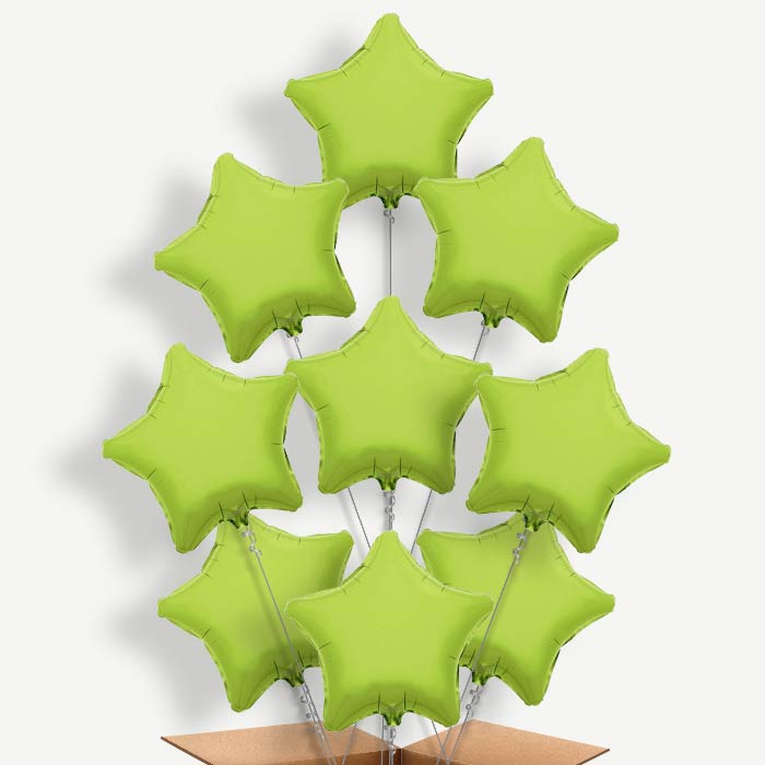 Lime Green Star Balloon Bundle Inflated with Helium | Party Save Smile