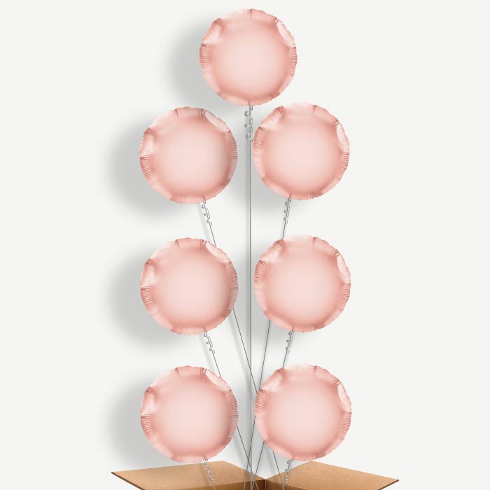 Rose Gold Circle Balloon Arrangement Inflated with Helium | Party Save Smile