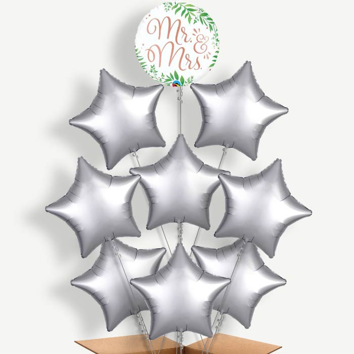 Rose Gold Mr & Mrs Balloon Bundle Inflated with Helium | Party Save Smile