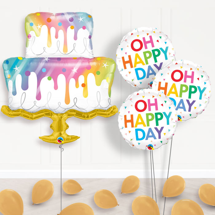 Rainbow Wedding Cake Balloon Bouquet in a Box - Themed Bouquet and Latex | Party Save Smile