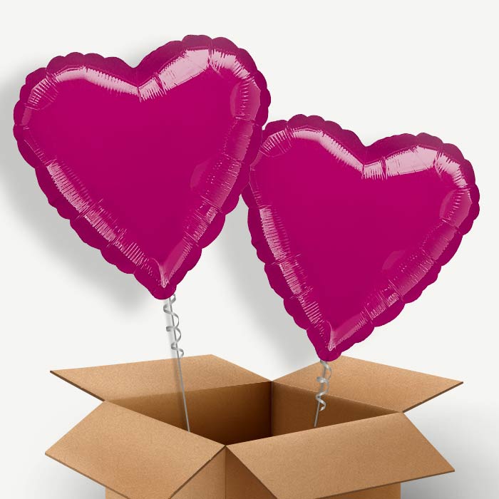 Fuchsia Pink Metallic Heart Helium Balloon Duo | Party Save Smile
