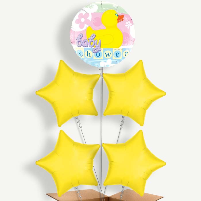 Neutral Baby Shower Duck Helium Cluster Balloons | Party Save Smile