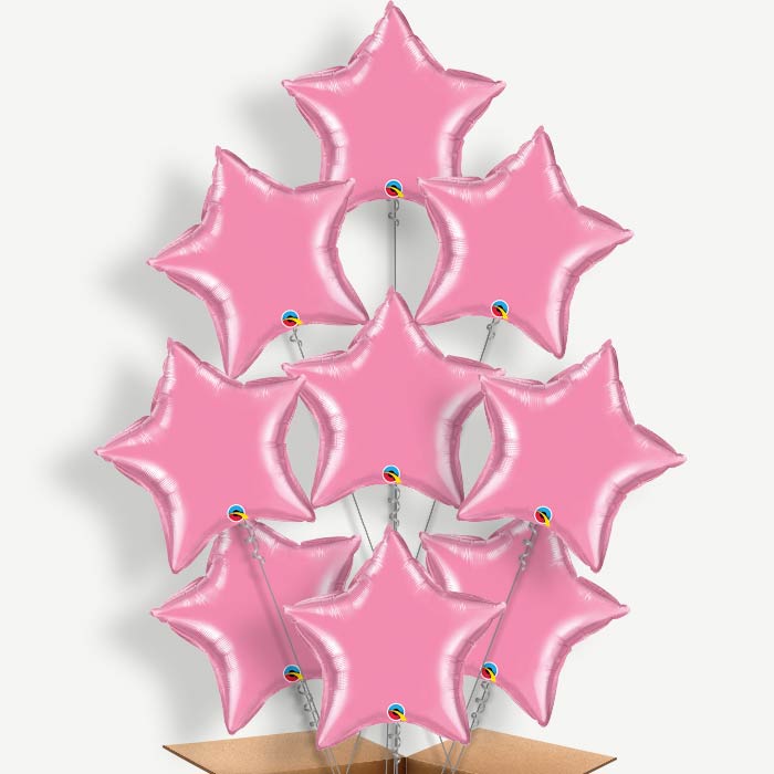 Rose Pink Star Balloon Bundle Inflated with Helium | Party Save Smile