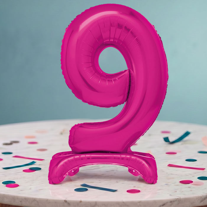Pink Numbers 0-9 Birthday Inflated Standing Balloon Decoration