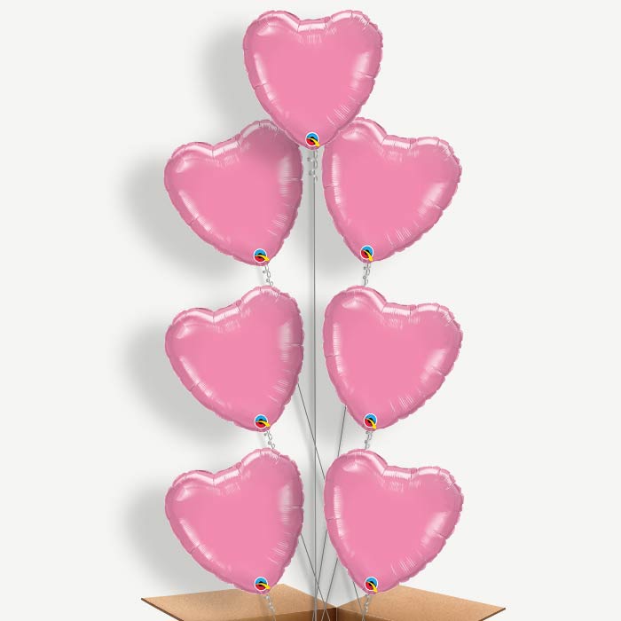 Heart Rose Pink Balloon Arrangement Inflated with Helium | Party Save Smile