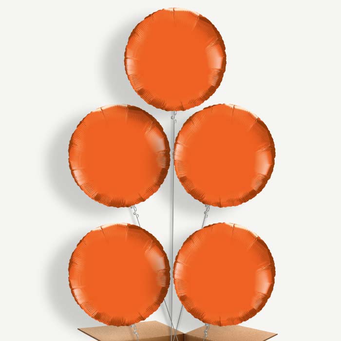 Orange Circle Balloon Cluster Inflated with Helium | Party Save Smile