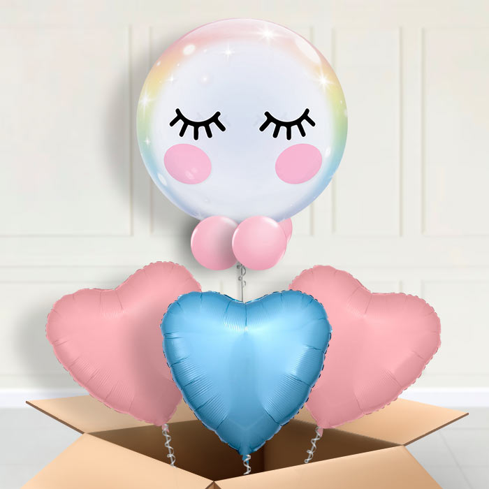 Eyes Face Bubble Helium Balloon in a Box - Bubble Balloon with 3 Balloons | Party Save Smile