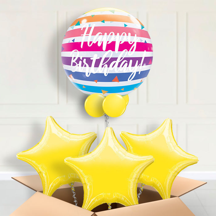 Stripes Birthday Bubble Balloon in a Box - Bubble Balloon with 3 Balloons | Party Save Smile