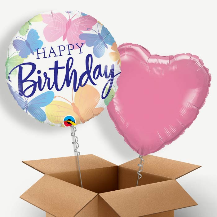 Butterflies Happy Birthday Helium Balloon Duo | Party Save Smile