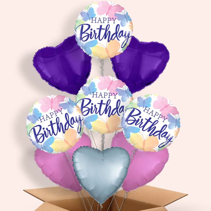 Butterflies Happy Birthday Helium Balloon in a Box - 9 Balloon | Party Save Smile