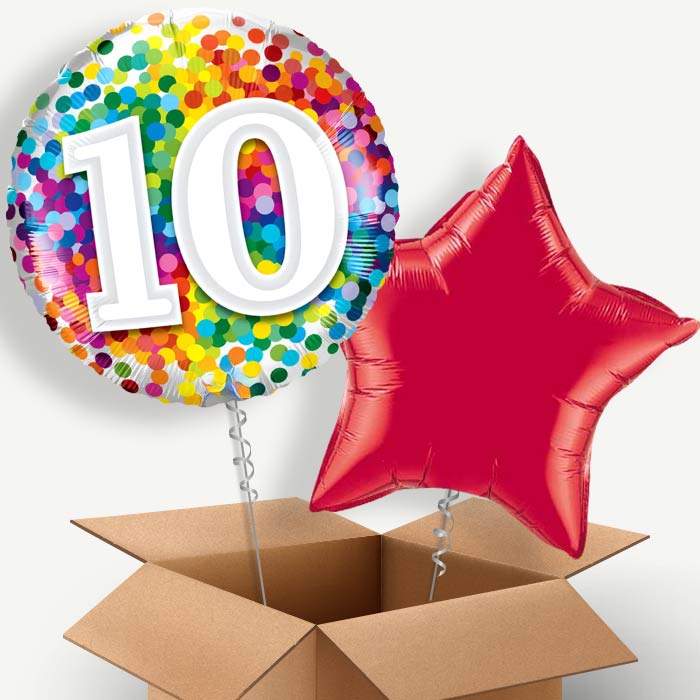 Colourful 10th Birthday Helium Balloon Duo | Party Save Smile