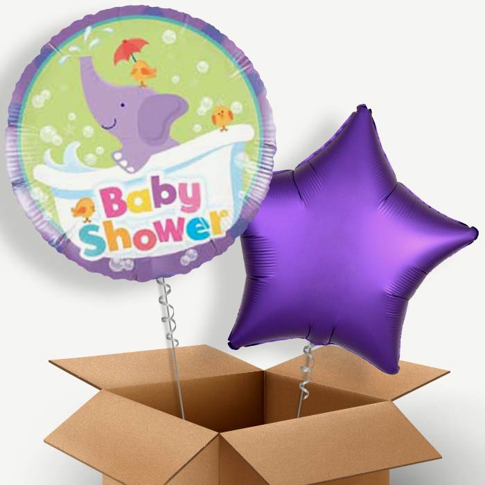 Purple Elephant Baby Shower Helium Balloon Couple | Party Save Smile