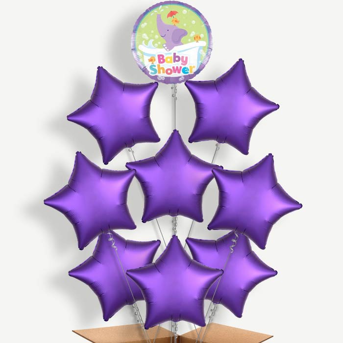 Purple Elephant Baby Shower Helium Balloon Bundle | Party Save Smile