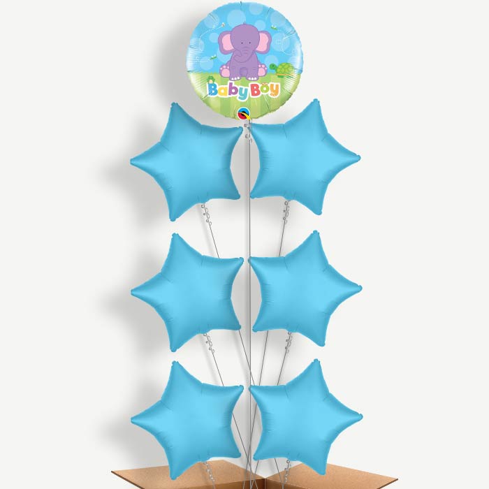 Elephant Baby Boy Balloon Arrangement Inflated with Helium | Party Save Smile