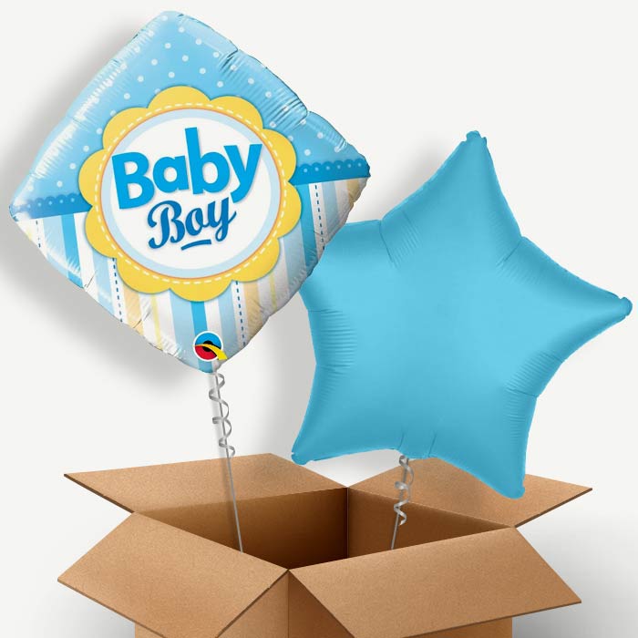 Diamond Baby Boy Helium Balloon Duo | Party Save Smile