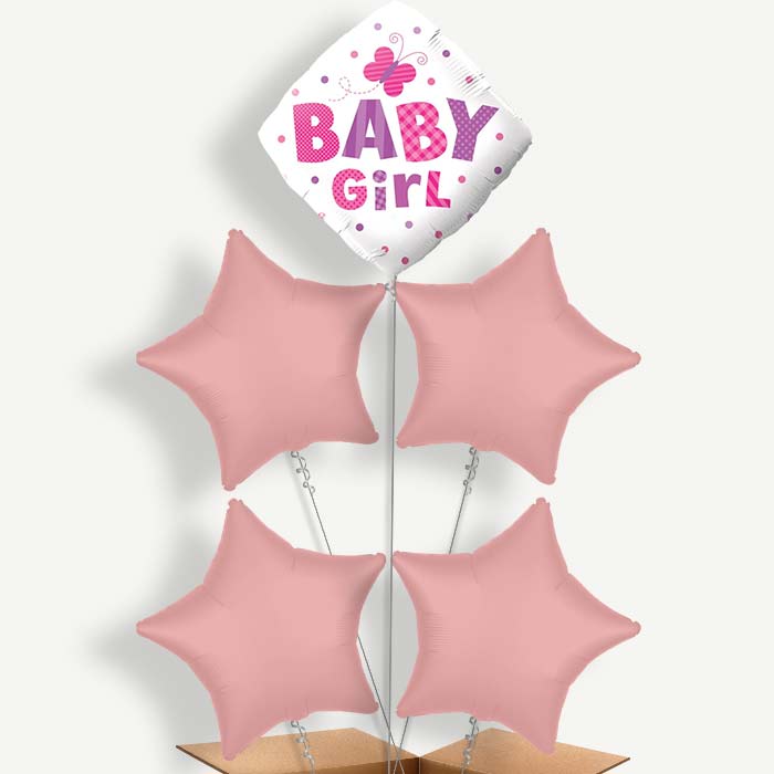 Welcome Baby Girl Butterfly Helium Balloon Cluster | Party Save Smile