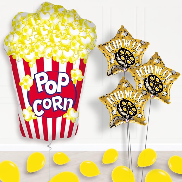Popcorn Movie Inflated Helium Balloons Delivered - Themed Bouquet and Latex | Party Save Smile