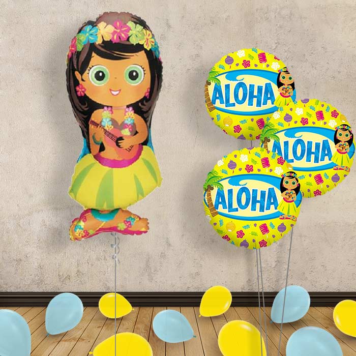 Hula Girl Summer Inflated Balloons Delivered - Themed Bouquet and Latex | Party Save Smile