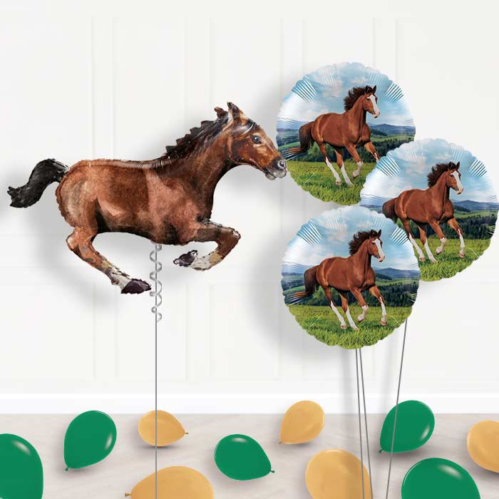Helium Horse Balloons Delivered Inflated (D Brown) - Themed Bouquet and Latex | Party Save Smile