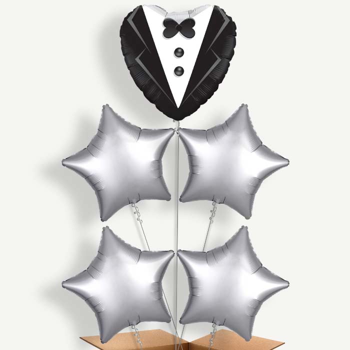 Wedding Tuxedo Helium Balloon Cluster | Party Save Smile