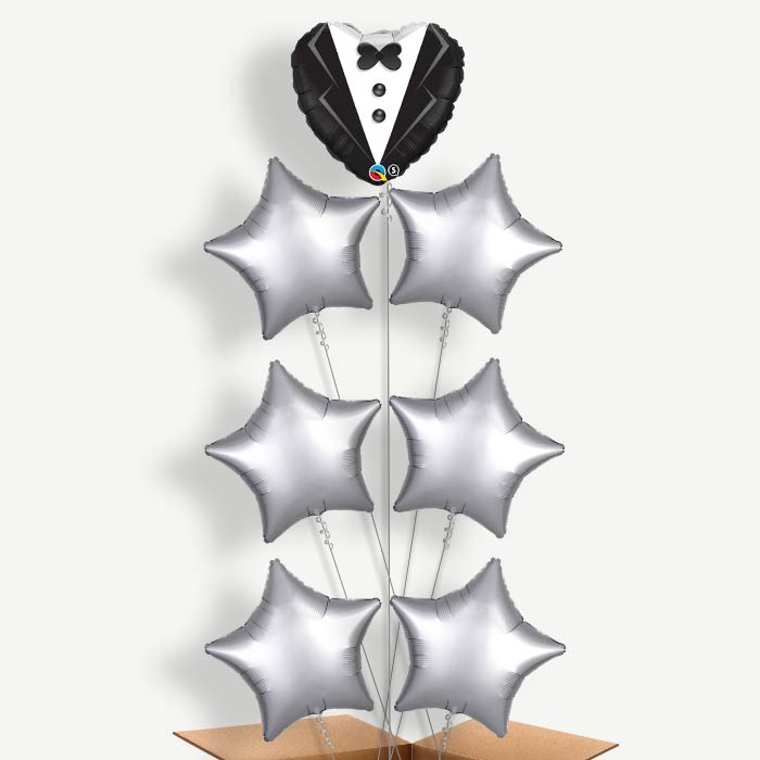 Wedding Tuxedo Helium Balloon Arrangement | Party Save Smile